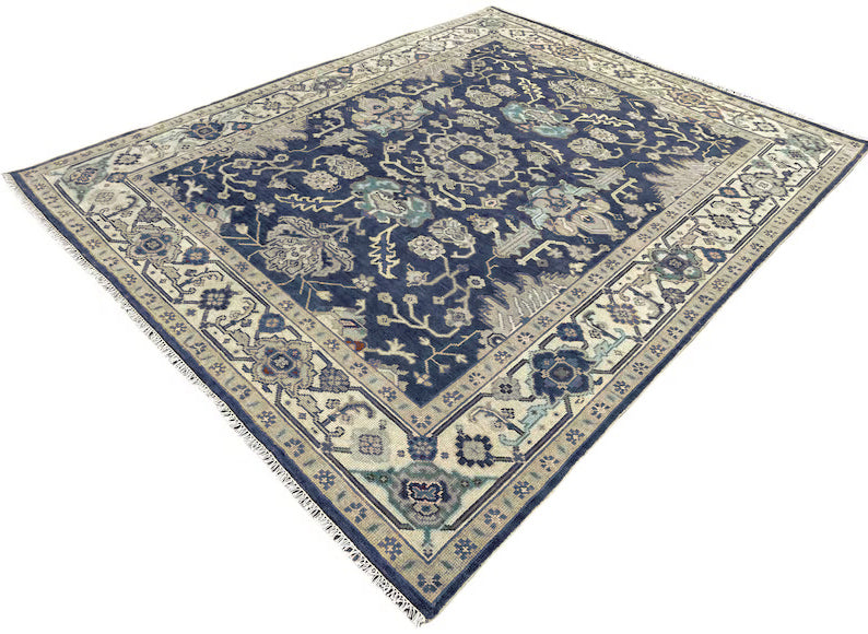 Hand Knotted Blue Multicolor Trendy Hallway Large Area Rug - Indian Rug Store