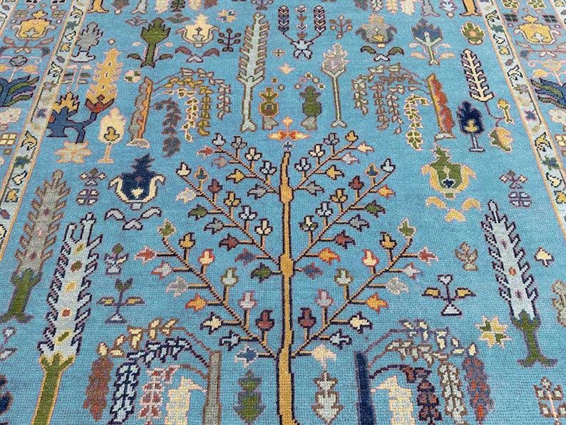 Hand Knotted Turquoise Blue Multicolor Hallway Large Area Rug - Indian Rug Store