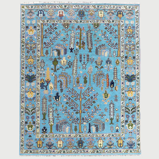 Hand Knotted Turquoise Blue Multicolor Hallway Large Area Rug - Indian Rug Store