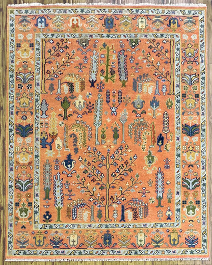 Hand Knotted Orange Multicolor Trendy Hallway Large Area Rug - Indian Rug Store