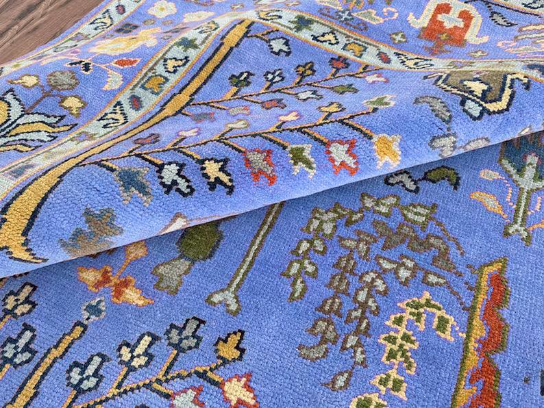 Hand Knotted Attractive Blue Multicolor Hallway Large Area Rug - Indian Rug Store