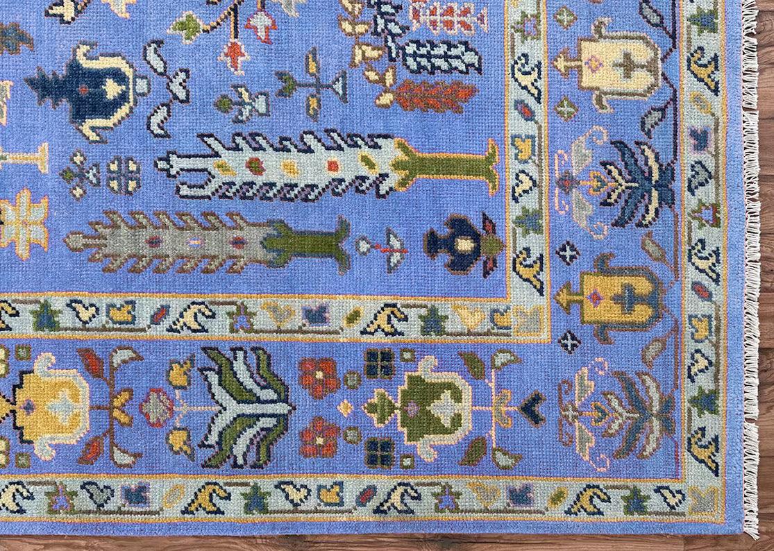 Hand Knotted Attractive Blue Multicolor Hallway Large Area Rug - Indian Rug Store