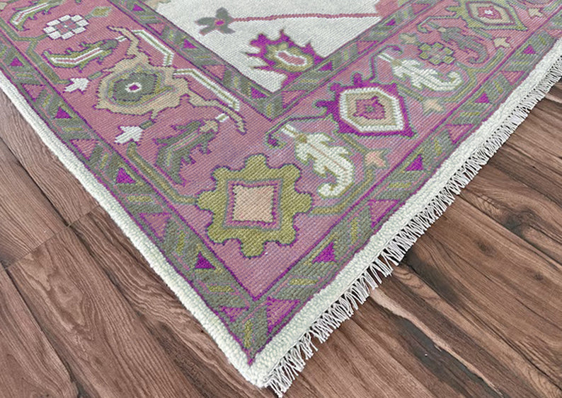 Hand Knotted Pink Multicolor Trendy Hallway Large Area Rug - Indian Rug Store