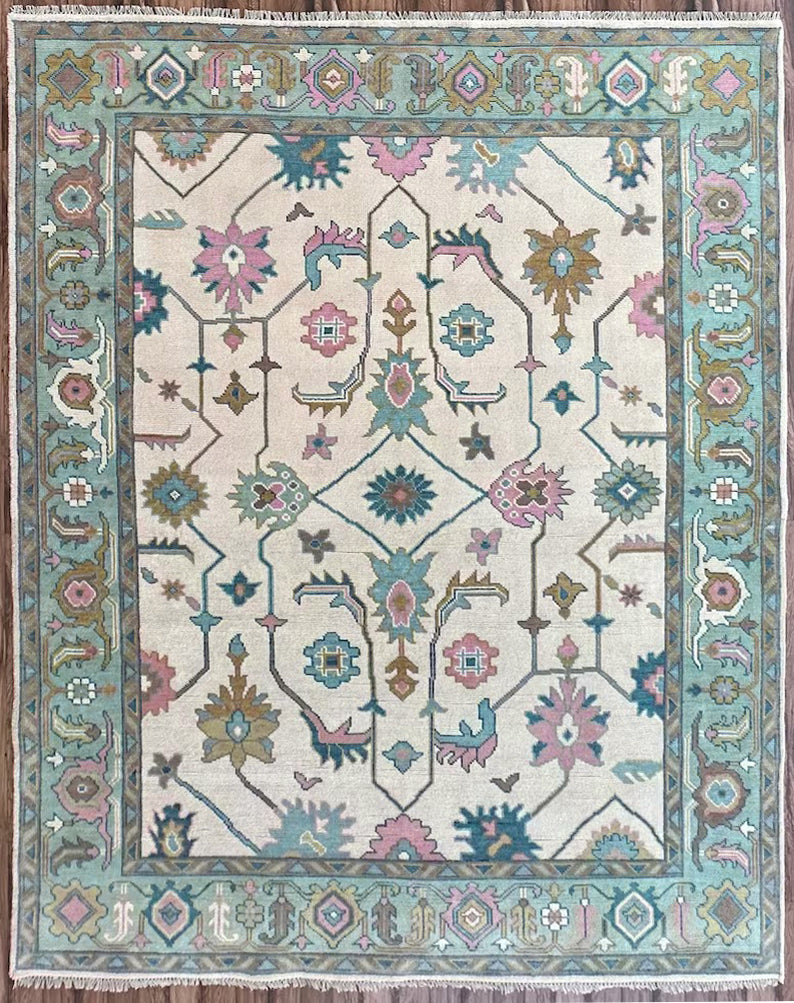 Hand Knotted Teal Green Multicolor Home Decor Hallway Large Area Rug - Indian Rug Store