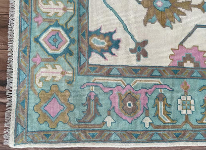 Hand Knotted Teal Green Multicolor Home Decor Hallway Large Area Rug - Indian Rug Store