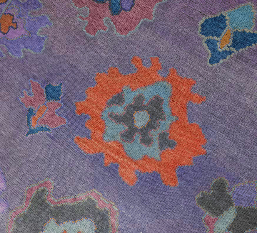 Hand Knotted Purple Multicolor Classic Hallway Large Area Rug - Indian Rug Store