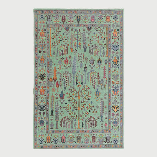 Hand Knotted Multicolor Green Indoor Home Decor Large Area Rug - Indian Rug Store