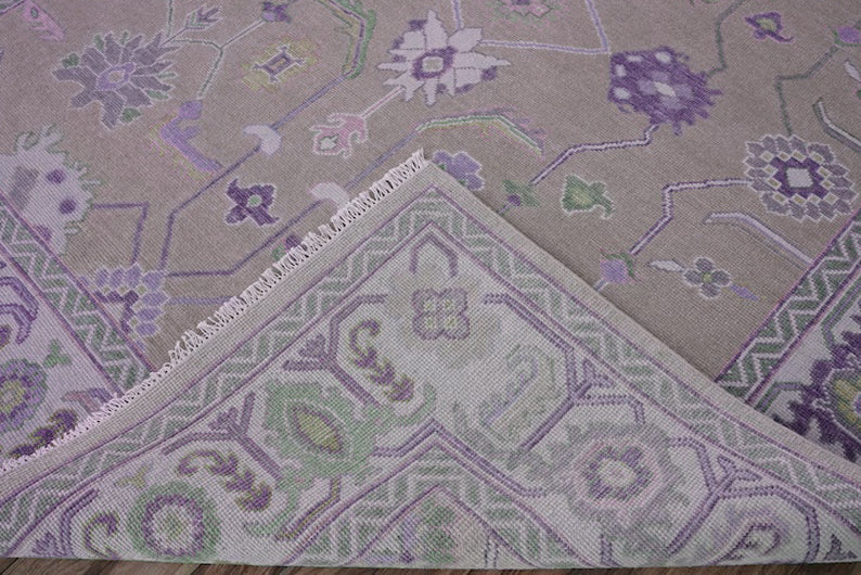 Hand Knotted Purple Multicolor Farm House Indoor Large Area Rug - Indian Rug Store