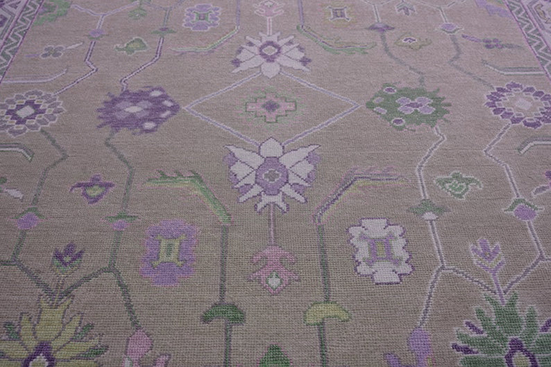 Hand Knotted Purple Multicolor Farm House Indoor Large Area Rug - Indian Rug Store