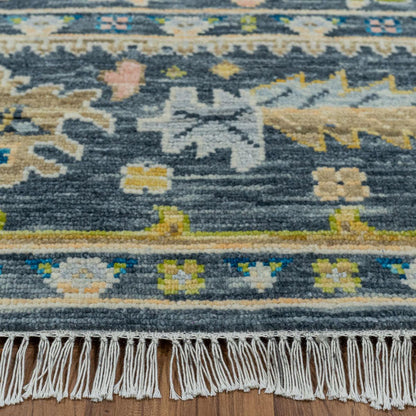 Hand Knotted Wool Gray Multicolor Dining Room Rug