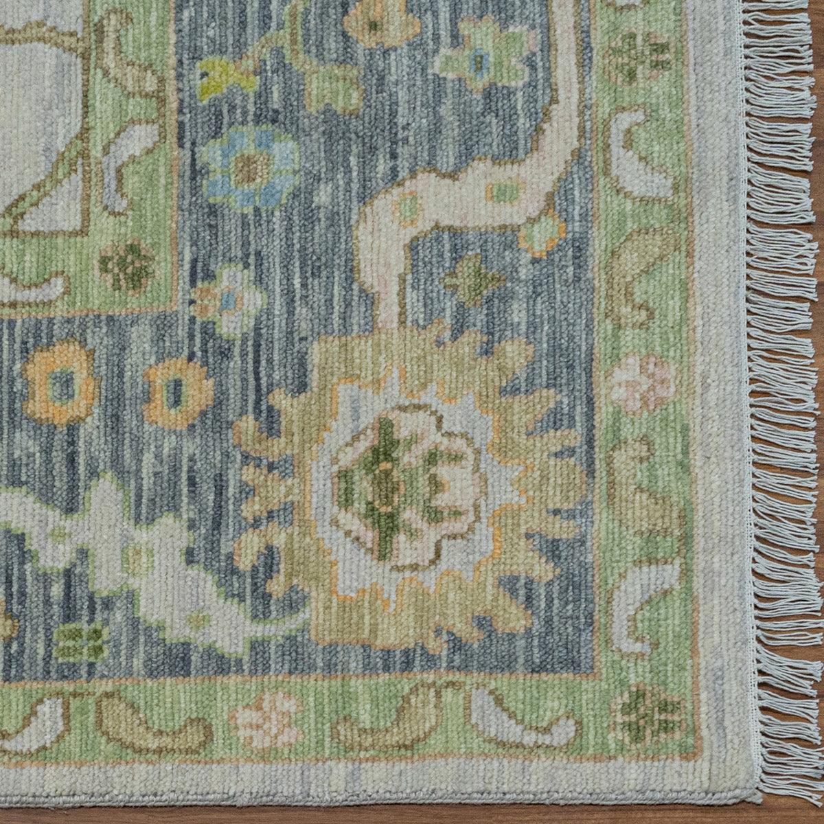 Kitchen Hand Knotted Wool Oushak Gray Lvory Patio Rug