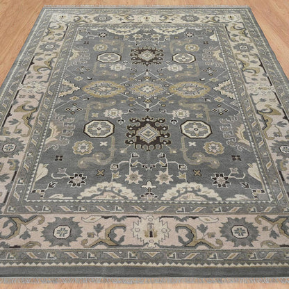 Gray Multicolor Bedroom Hand Knotted Wool Rug