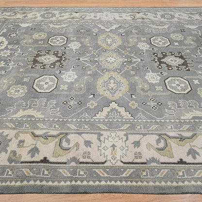 Gray Multicolor Bedroom Hand Knotted Wool Rug