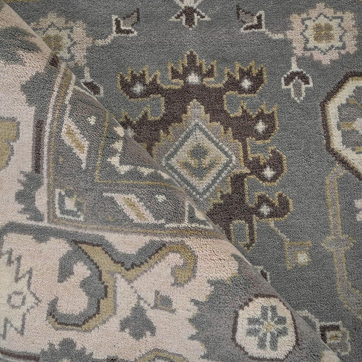 Gray Multicolor Bedroom Hand Knotted Wool Rug