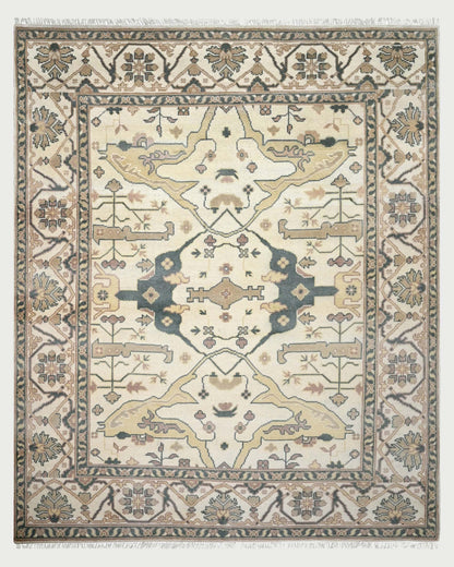 White Multicolor Traditional Turkish Wool Kitchen Rug