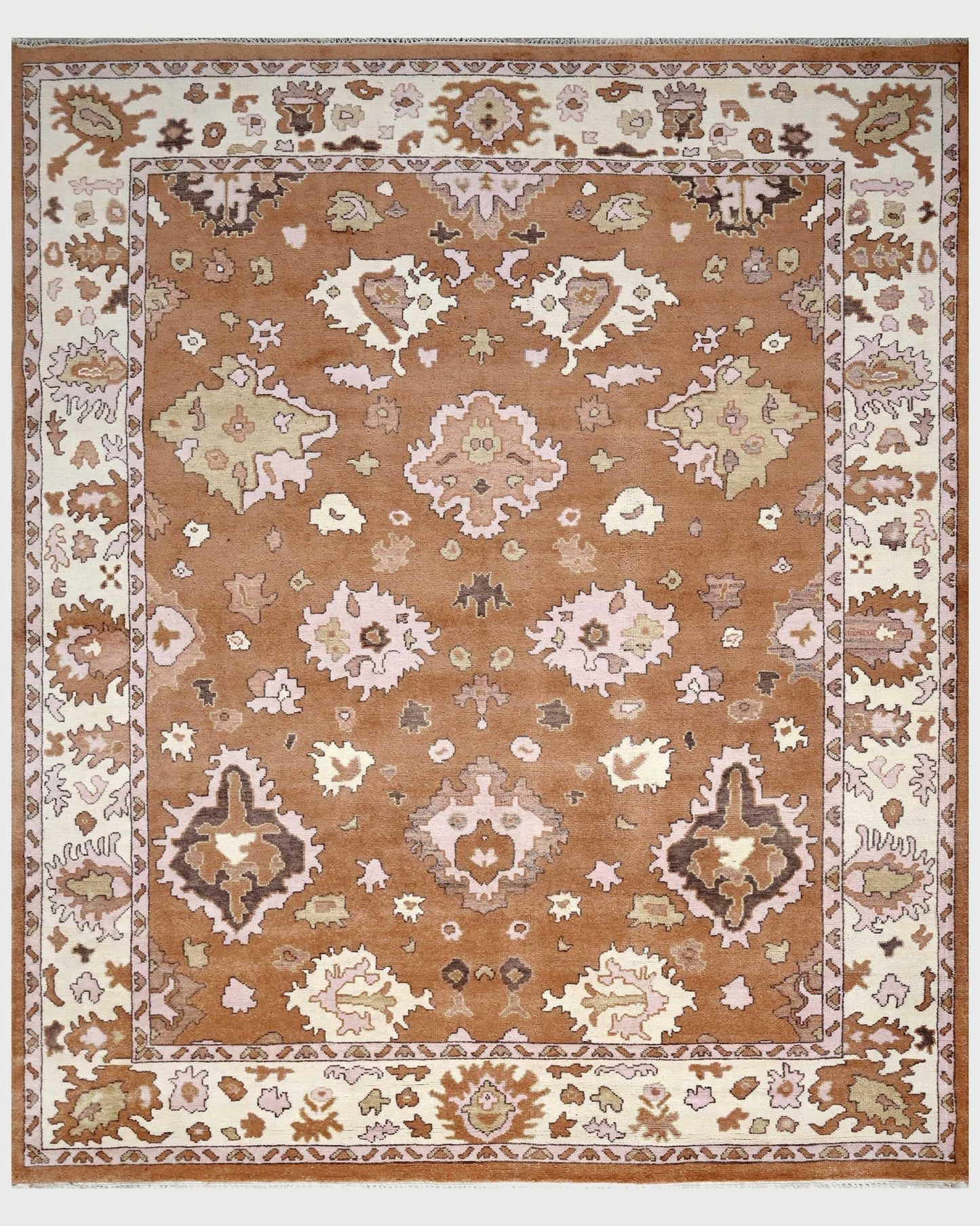 Hand Knotted Brown Multicolor Classic Hallway Rug