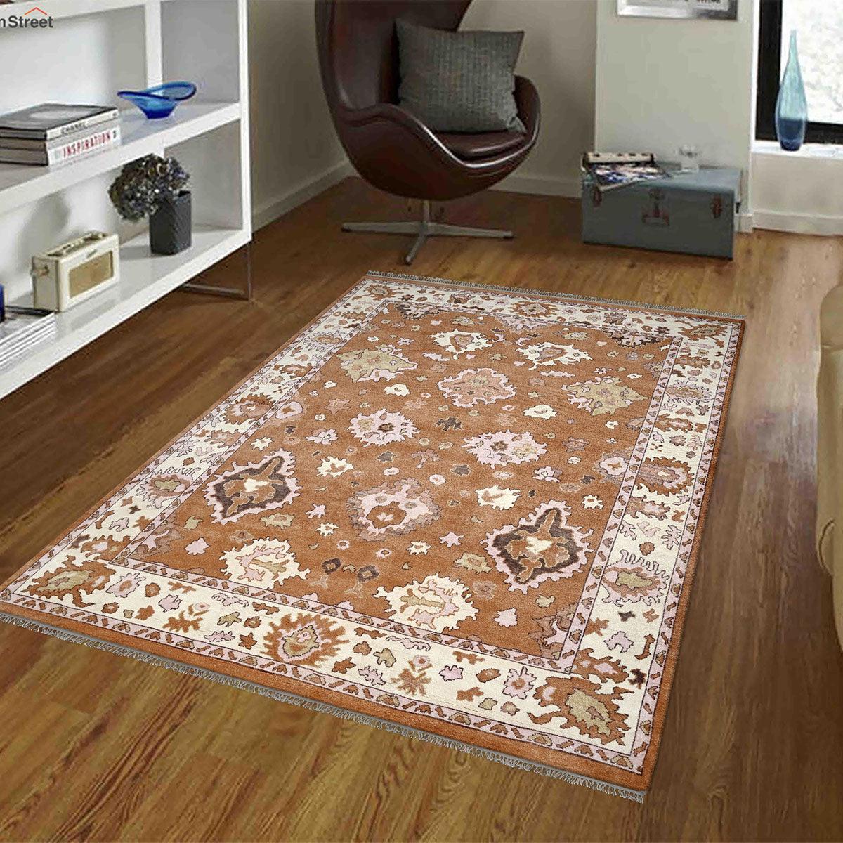 Hand Knotted Brown Multicolor Classic Hallway Rug