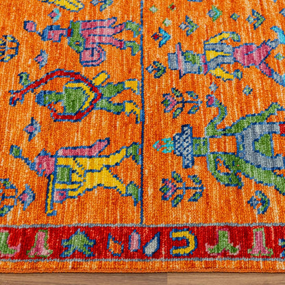 Traditional Wool Oushak Orange Multicolor Boho Rug