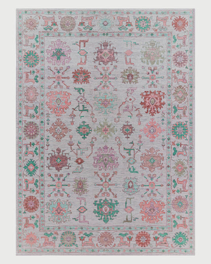 Gray Multicolor Hand Knotted Wool Bedroom Area Rug