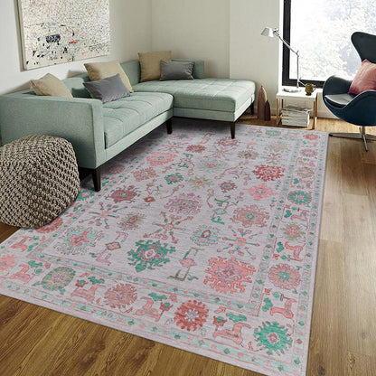 Gray Multicolor Hand Knotted Wool Bedroom Area Rug