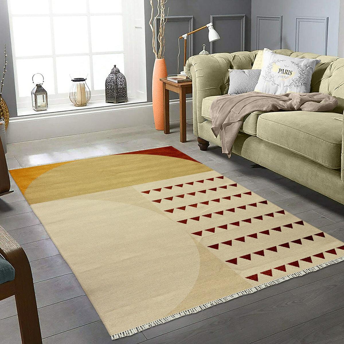 Trendy Design Cream Indian Farmhouse Cotton Outdoor Area Rug RV-1