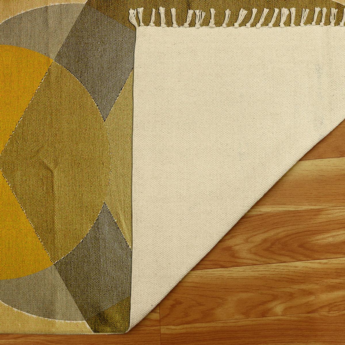 Abstract Yellow Trendy Attractive Cotton Farmhouse Area Rug RV-3