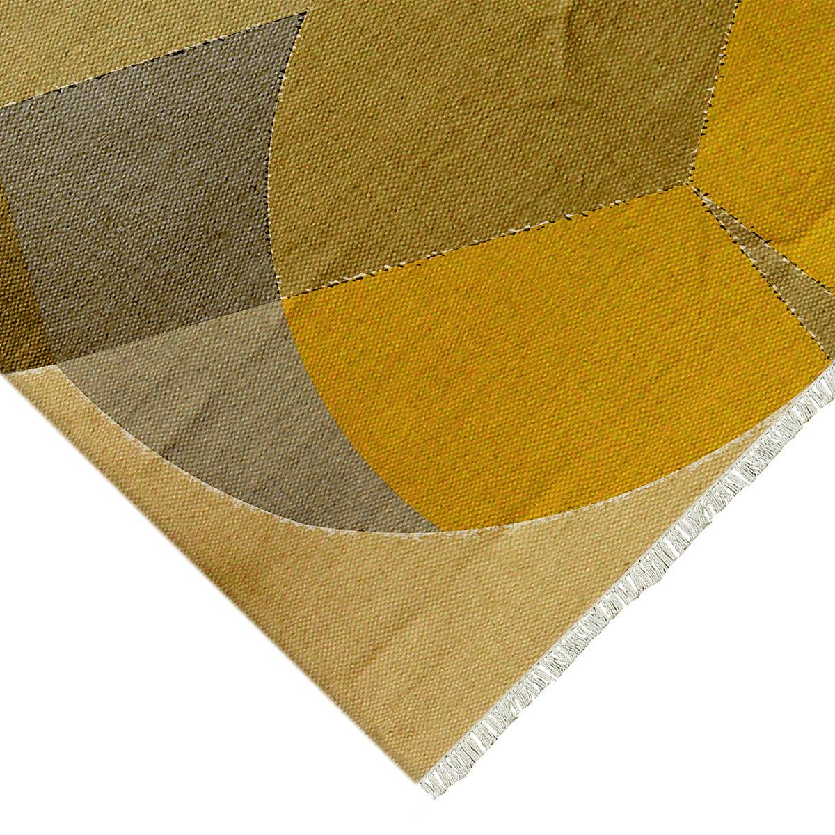 Abstract Yellow Trendy Attractive Cotton Farmhouse Area Rug RV-3