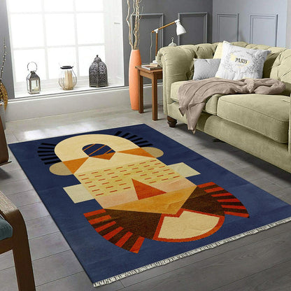 Abstract Blue Handmade Modern Living Room Cotton Area Rug RV-9