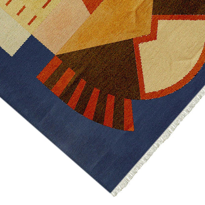 Abstract Blue Handmade Modern Living Room Cotton Area Rug RV-9