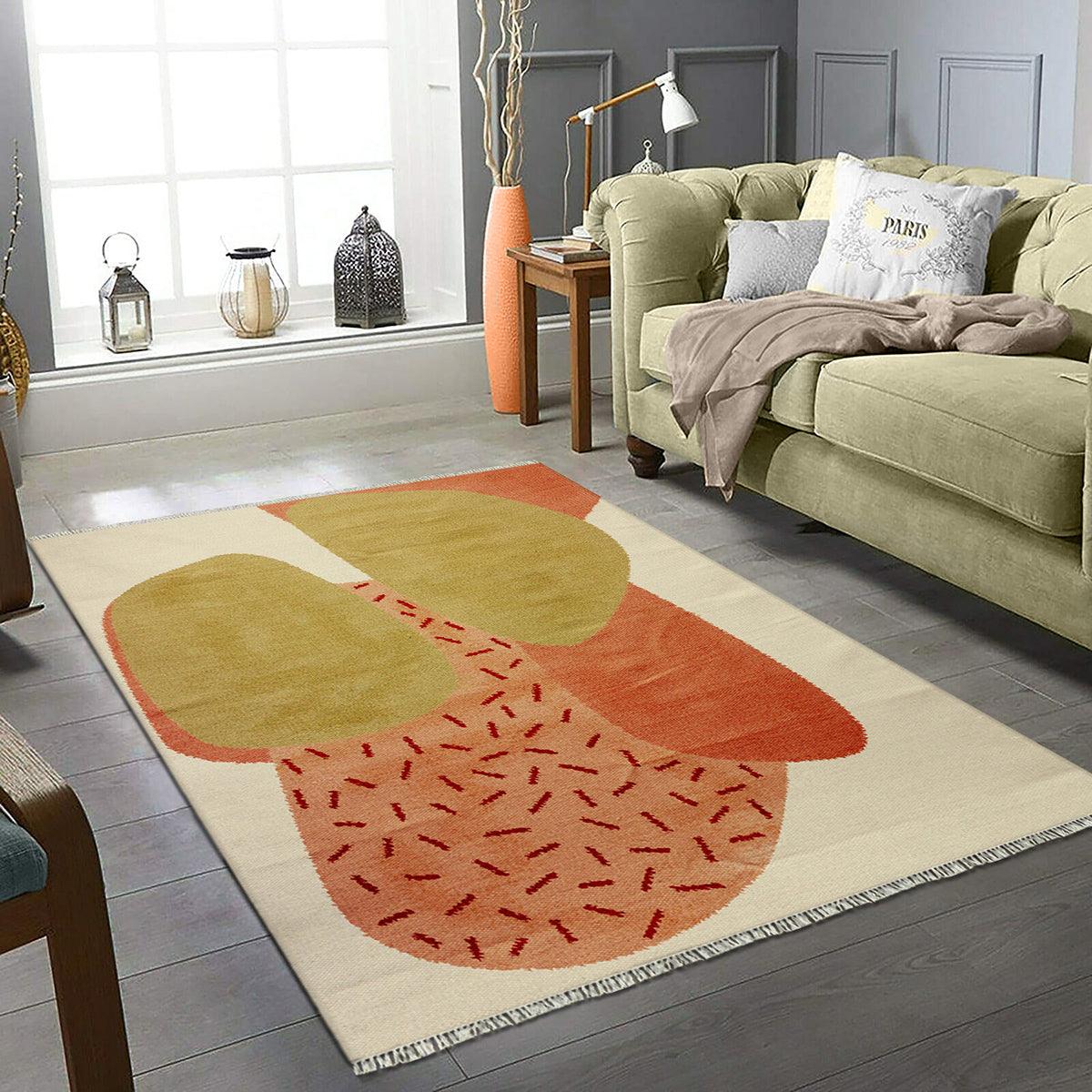 Handmade Braided Orange Outdoor Abstract Modern Cotton Area Rug RV-10