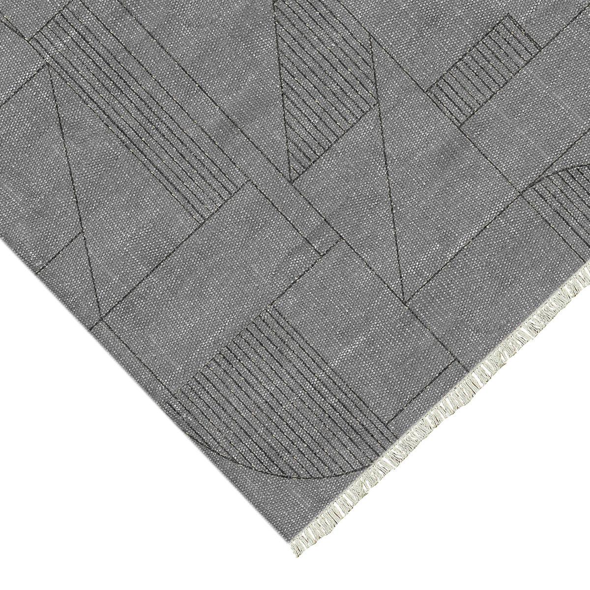 Tappeto moderno astratto fatto a mano in cotone grigio ecologico RV-13