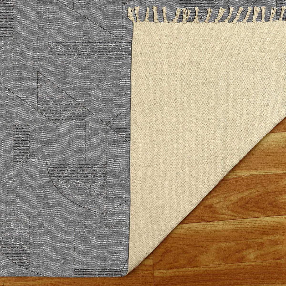 Eco Friendly Gray Cotton Handmade Abstract Modern Area Rug RV-13