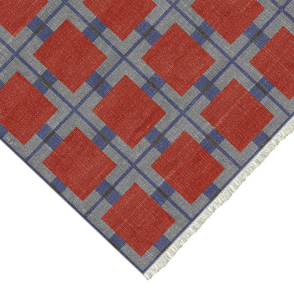 Abstract Red Farmhouse Handmade Modern Outdoor Area Rug RV-15