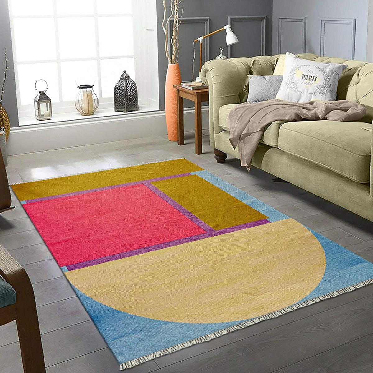 Trendy Design Multicolor Indian Farmhouse Cotton Outdoor Area Rug RV-25