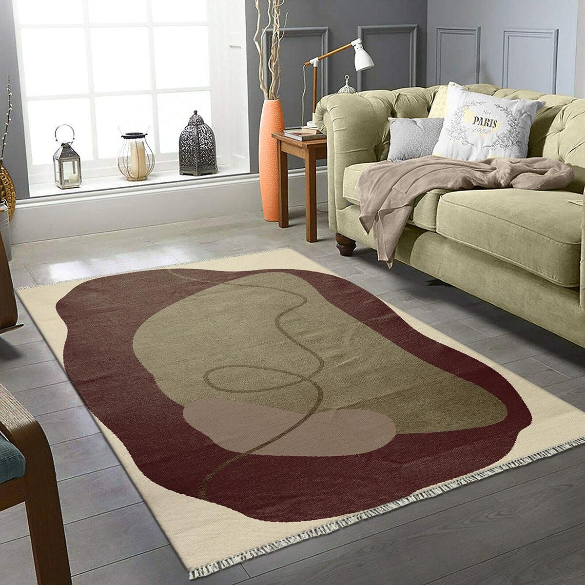 Abstract Brown Trendy Attractive Cotton Farmhouse Area Rug RV-26