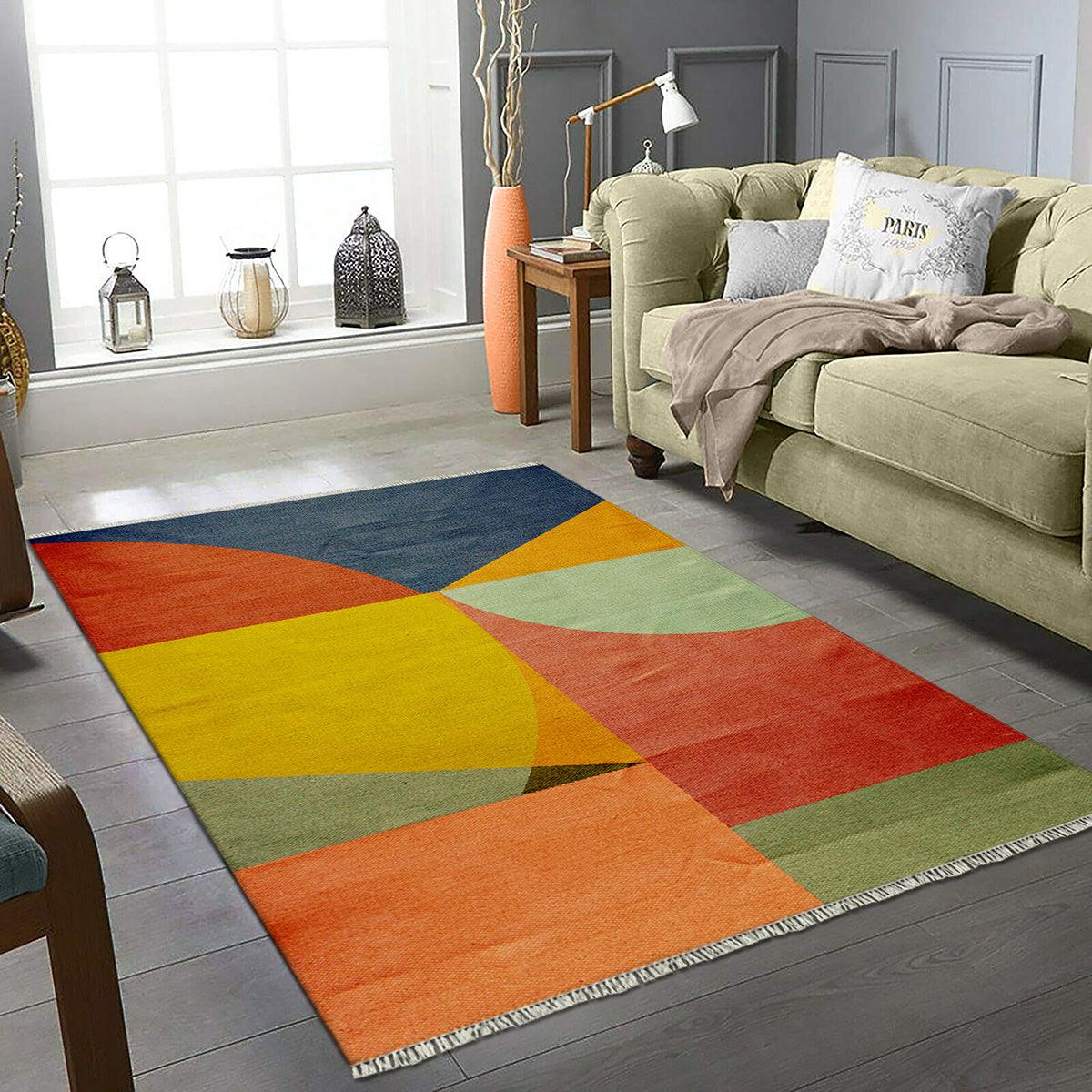 Abstract Multicolor Handmade Modern Living Room Cotton Area Rug RV-32