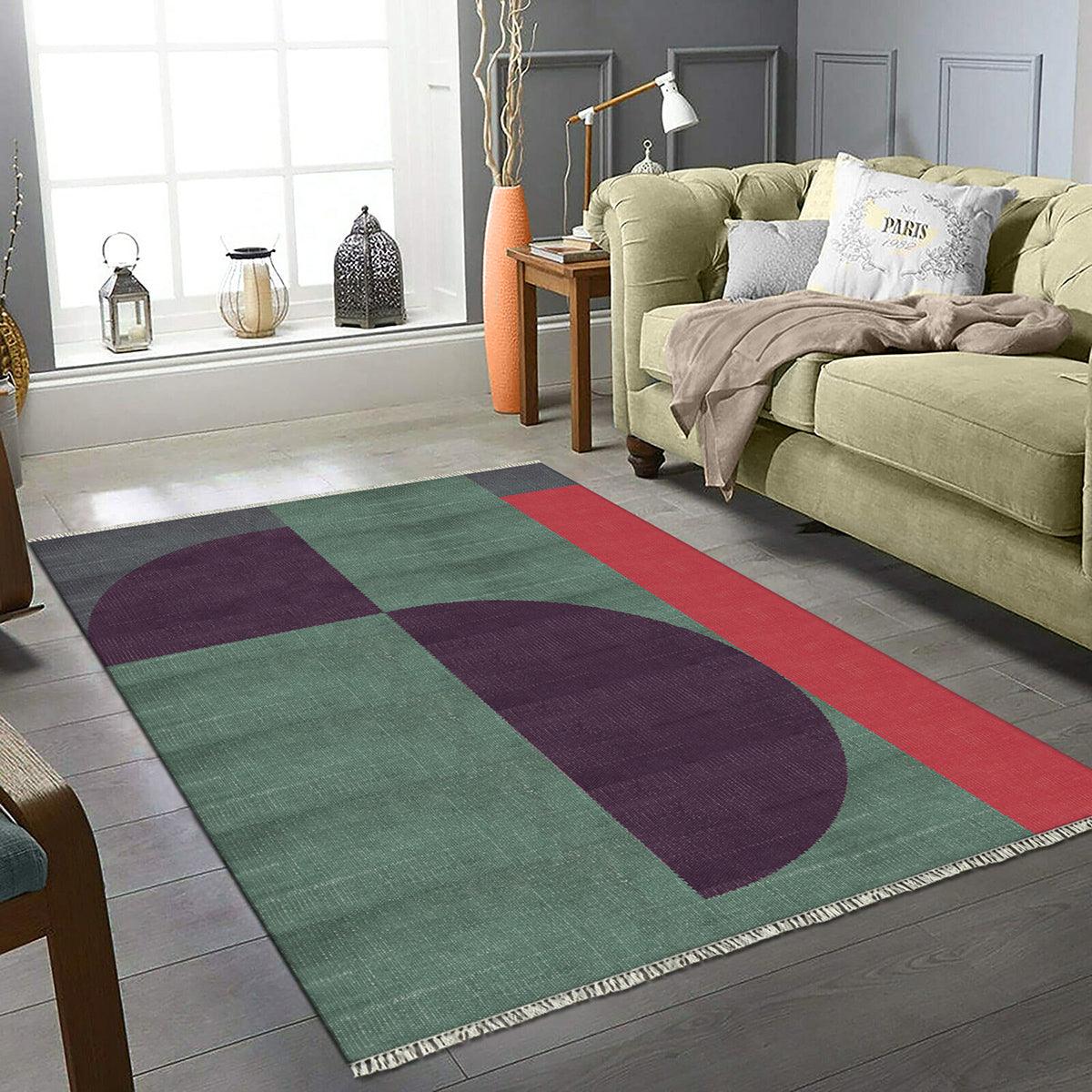 Eco Friendly Green Farmhouse Handmade Floral Cotton Rug RV-39