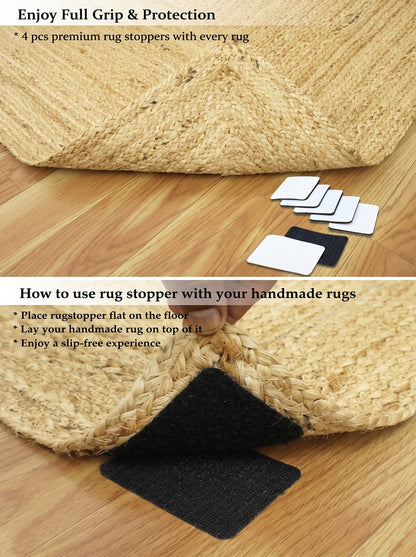 Braided Jute Stair Treads, Chindi Cotton Multicolor Oval Rug