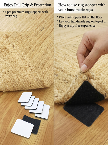 Handmade Braided Jute Stair Treads, Multicolor Geometric Stair Mats, Set of 15