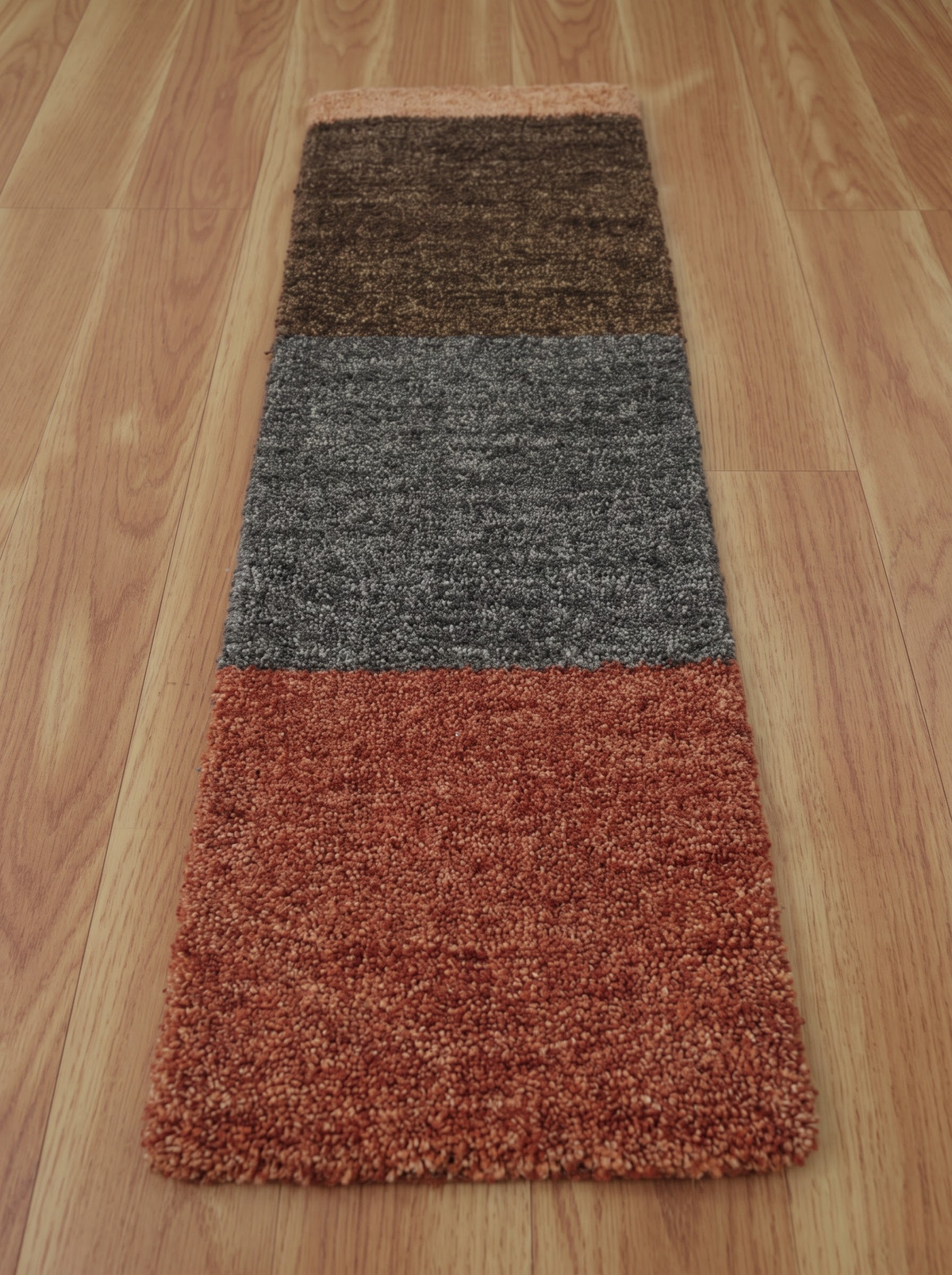 Handwoven Wool Stair Step Mats, Deep Pile Design, Boho Clay Cocoa & Graphite