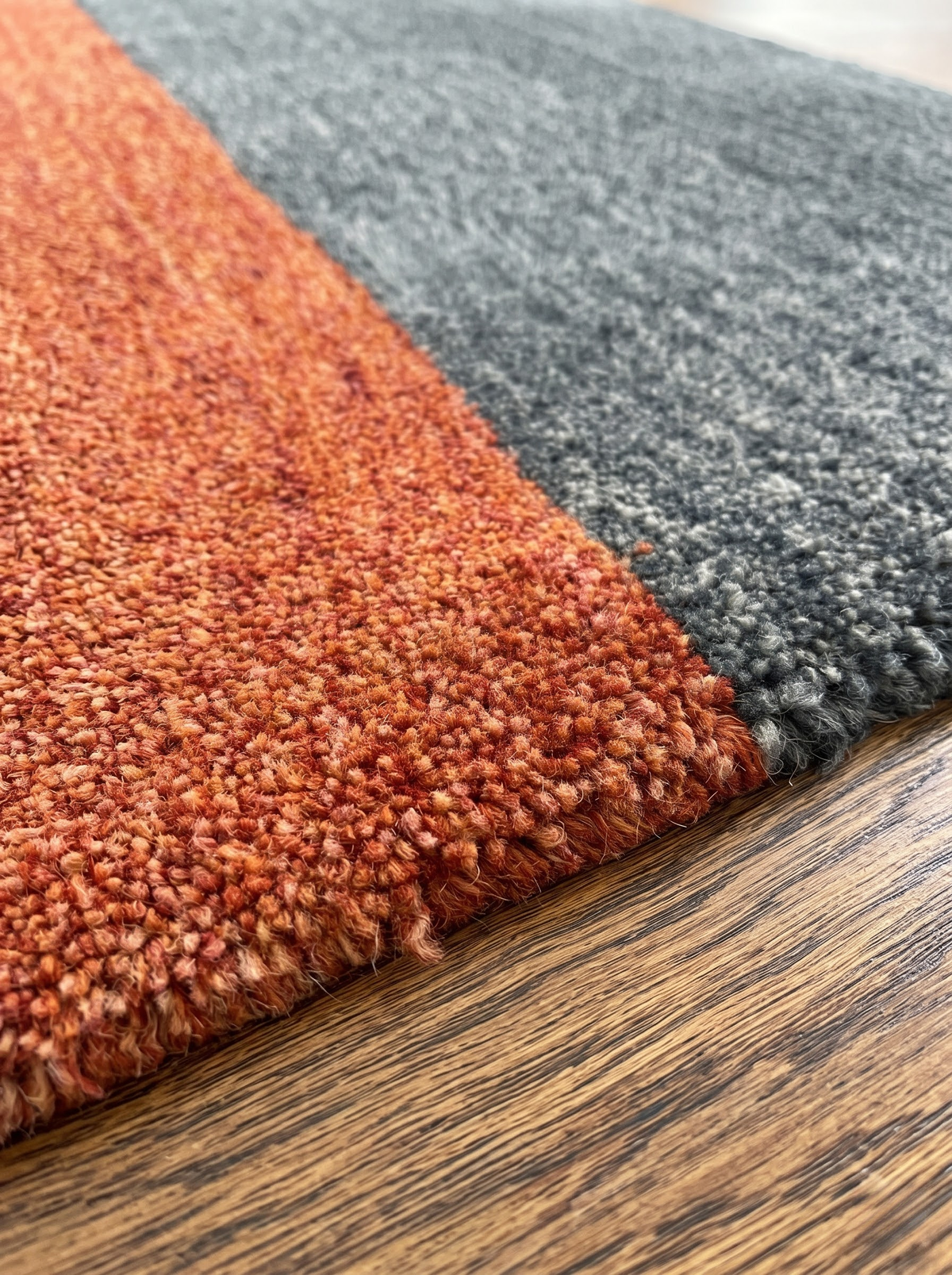 Handwoven Wool Stair Step Mats, Deep Pile Design, Boho Clay Cocoa & Graphite