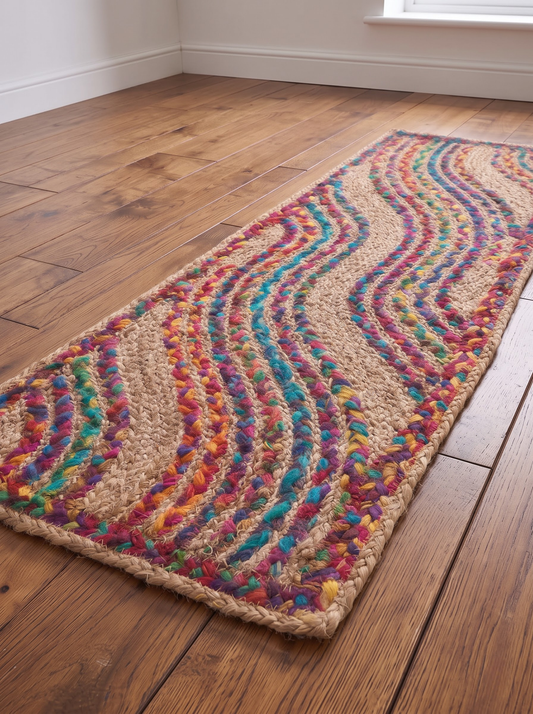 Multicolor Handwoven Ripple Stair Treads, Boho Step Mats