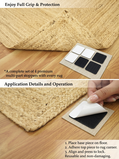 Multicolor Geometric Braided Jute Stair Treads, Set of 15 Rugs