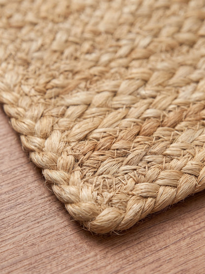 Braided Jute Stair Treads Rug, Handmade, Beige & White colors
