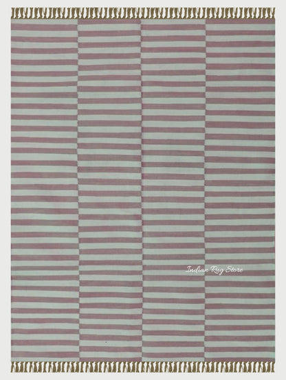 Hand Tufted Pink Stripped Area Rug