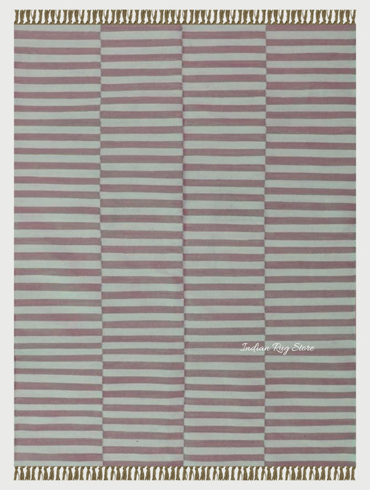 Hand Tufted Pink Stripped Area Rug