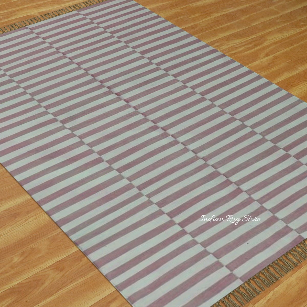 Hand Tufted Pink Stripped Area Rug