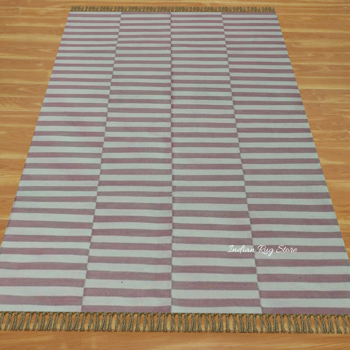 Hand Tufted Pink Stripped Area Rug