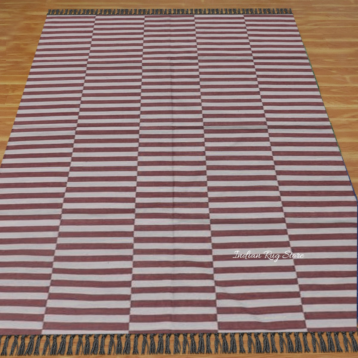 Hand Tufted Magenta Stripped Area Rug