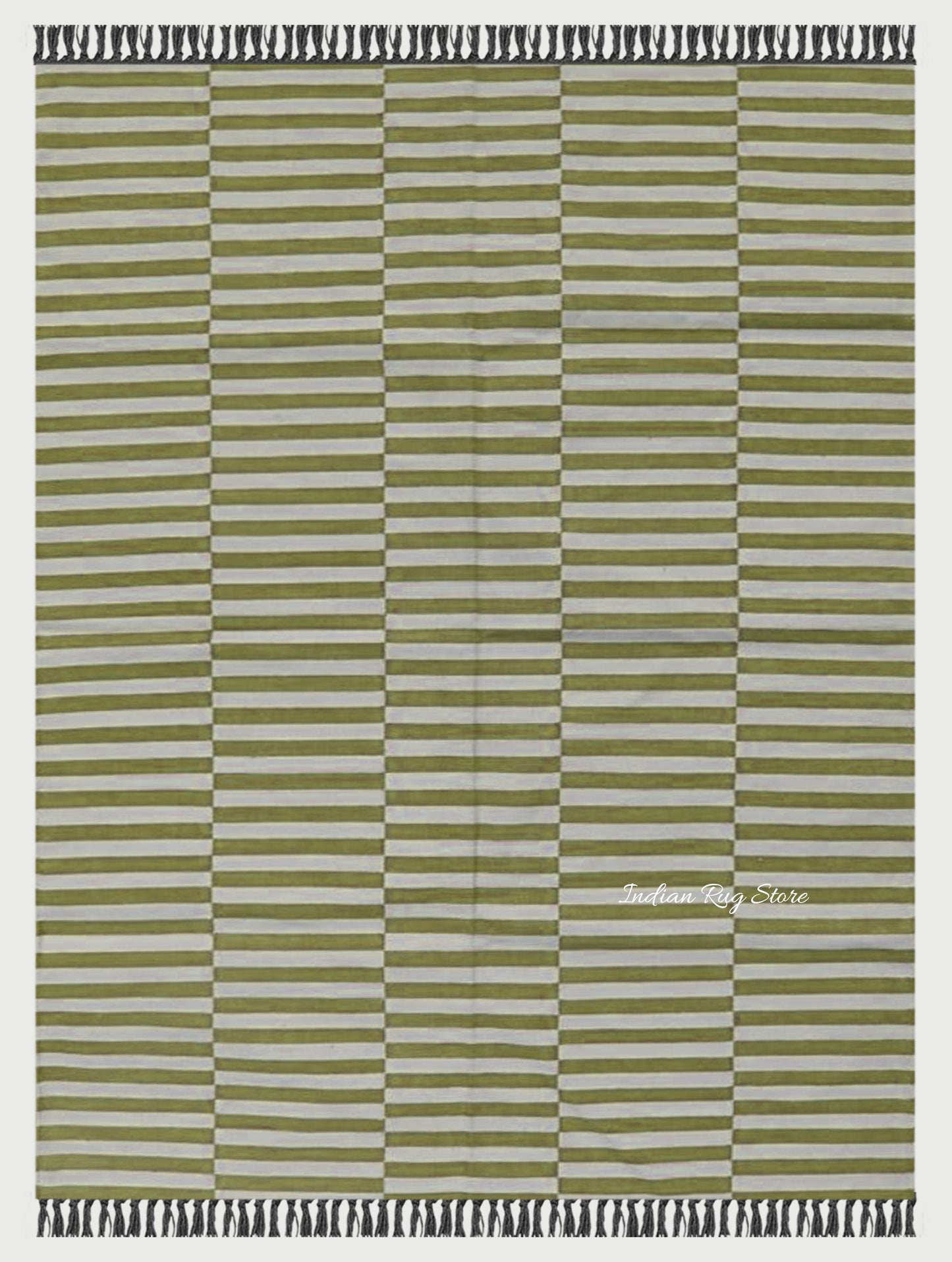 Hand Tufted Olive Stripped Area Rug